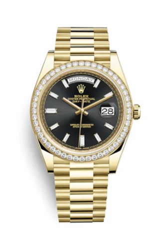Rolex Day-Date 40 Yellow Gold / Diamond / Black - Baguette 228348RBR-0001 (M228348RBR-0001)